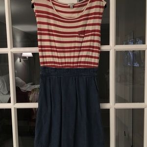 Anthropologie Odille striped and chambray dress